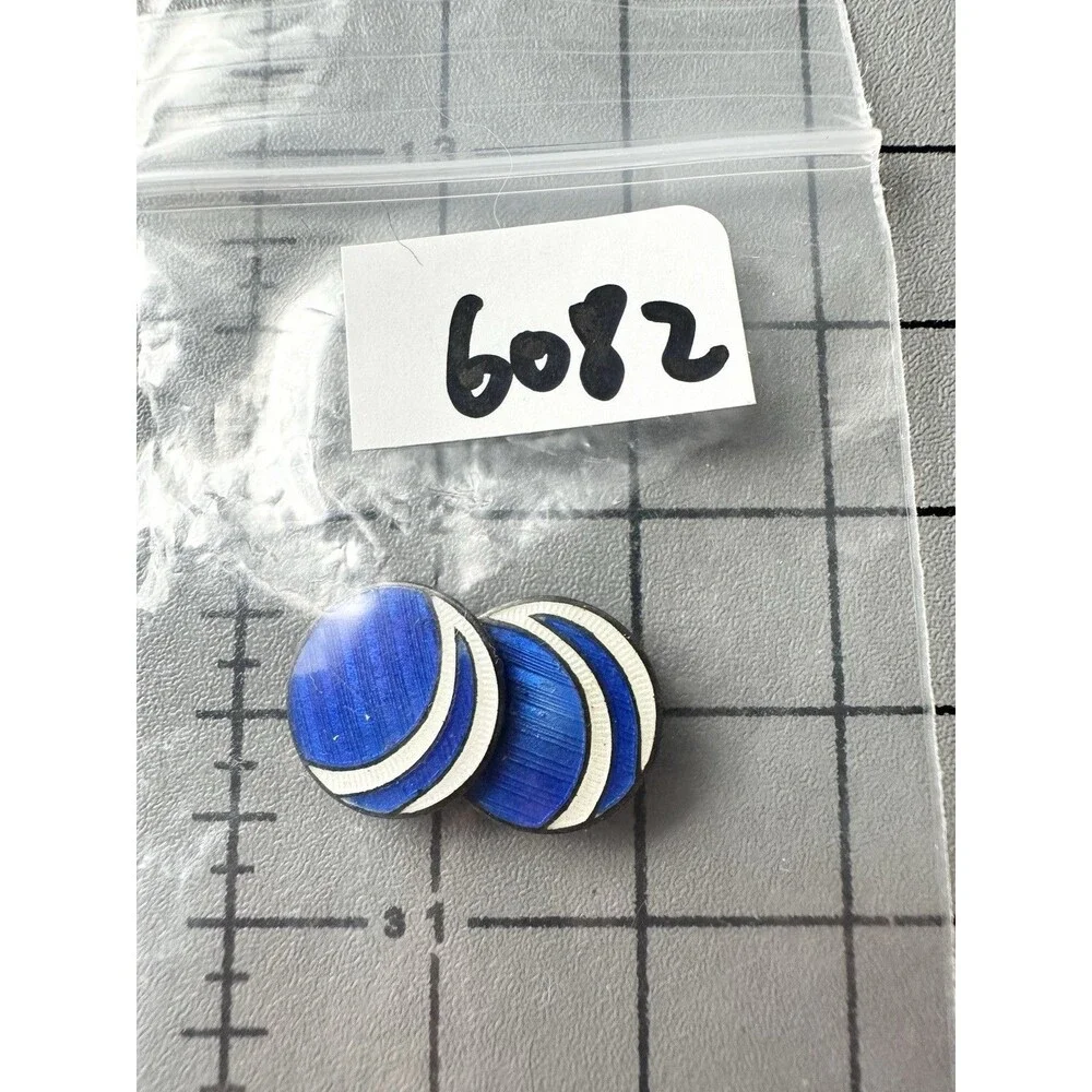 Single Vintage Sterling Silver Blue Enamel Cufflink